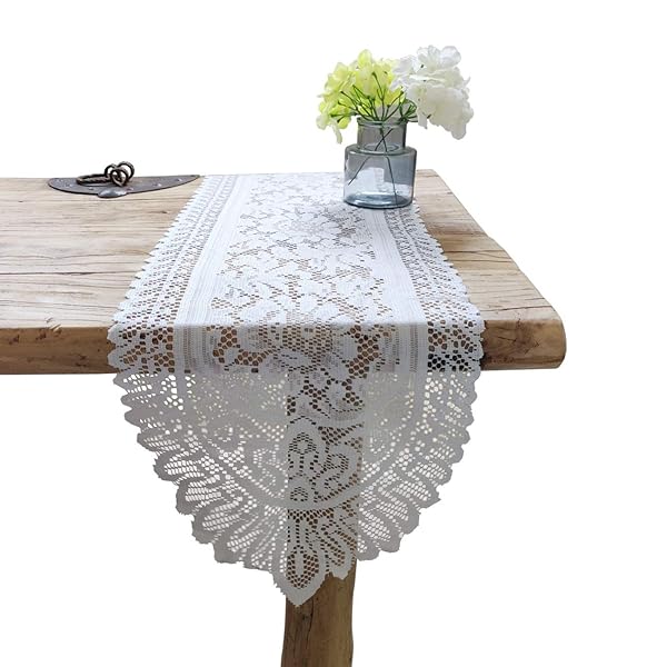 Tinsow Tinsow 2 Pack Cotton Crochet Lace Table Runner Dresser Scarf Doilies White 13 X 44 Inches