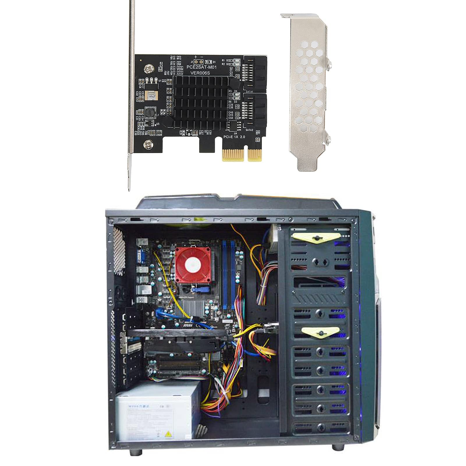 Zopsc PCI-E 2-Port SATA 3.0 Expansion Card Plug and Play PCI Express Adapter with AHCI1.0 IDE Mode and Hot Plugging Support - View 6 of 8