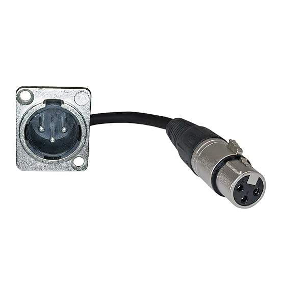 MCSPROAUDIO MCSPROAUDIO 2ft Pigtail XLR Male Panel Mount to XLR Female Plug Black No Solder Install for Pro Audio Stage Floor Box and Patch Bay - View 2 of 2