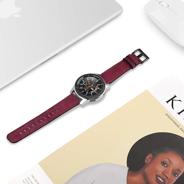 SPINYE SPINYE Band for Galaxy Watch 46mm 22mm Leather Strap Printing Pattern for Samsung Gear S3 Frontier Classic Moto 360 2nd Gen Rose Red - View 5 of 8