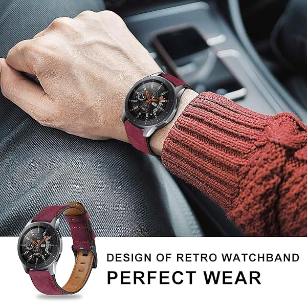 SPINYE SPINYE Band for Galaxy Watch 46mm 22mm Leather Strap Printing Pattern for Samsung Gear S3 Frontier Classic Moto 360 2nd Gen Rose Red - View 6 of 8