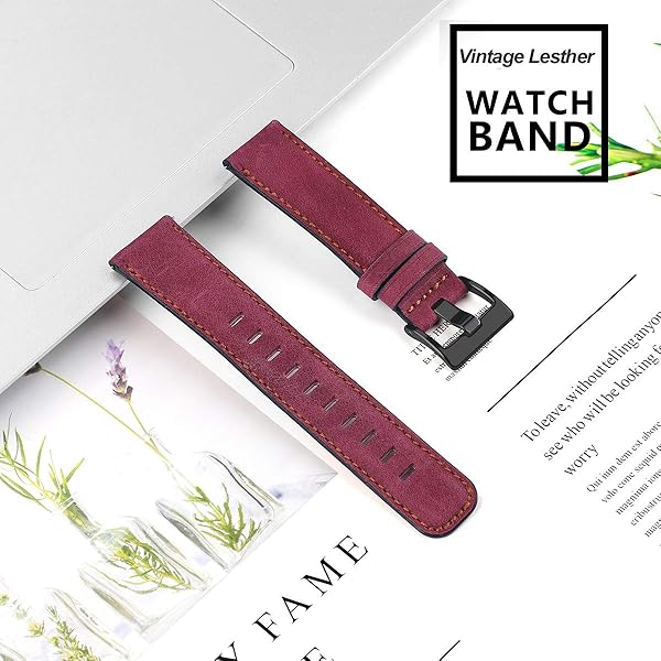 SPINYE SPINYE Band for Galaxy Watch 46mm 22mm Leather Strap Printing Pattern for Samsung Gear S3 Frontier Classic Moto 360 2nd Gen Rose Red - View 7 of 8