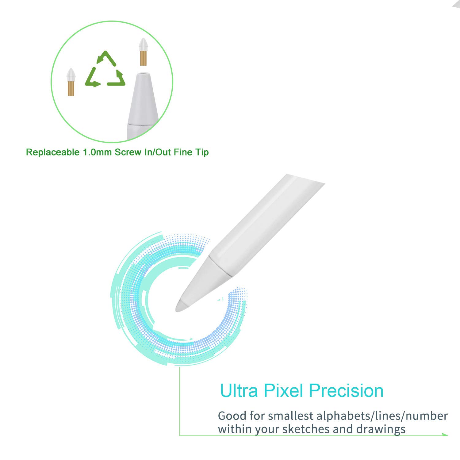 EVACH Stylus Pencil for iPad 8th 9th 10th Generation 10.2 Inch Palm Rejection Compatible with Apple Pencil 2nd Generation White - View 4 of 6