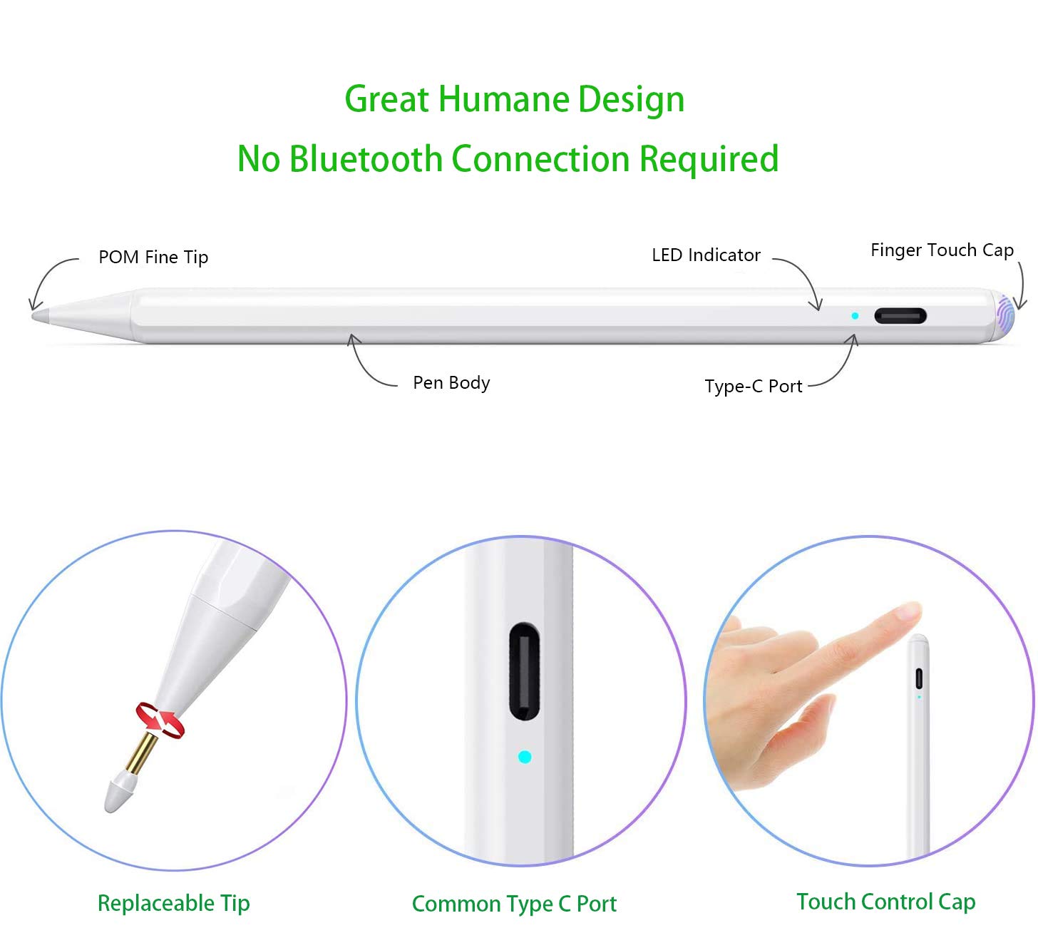 EVACH Stylus Pencil for iPad 8th 9th 10th Generation 10.2 Inch Palm Rejection Compatible with Apple Pencil 2nd Generation White - View 5 of 6