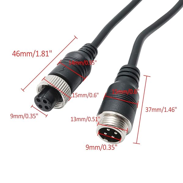 WIAONE Hxchen 5M 16FT Car 4Pin Aviation Video Extension Cable for CCTV Rearview Camera Truck Trailer Camper Motorhome Waterproof Shockproof System - View 4 of 8