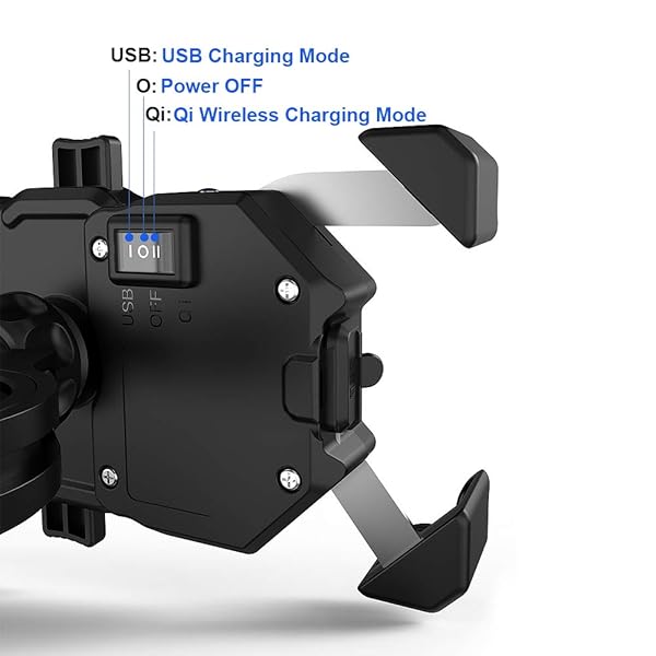 iMESTOU "iMESTOU 15W Wireless Motorcycle Charger & Phone Holder - Fast Charging for 3.5-6.8" Phones on 22-32mm Handlebars" - View 5 of 10
