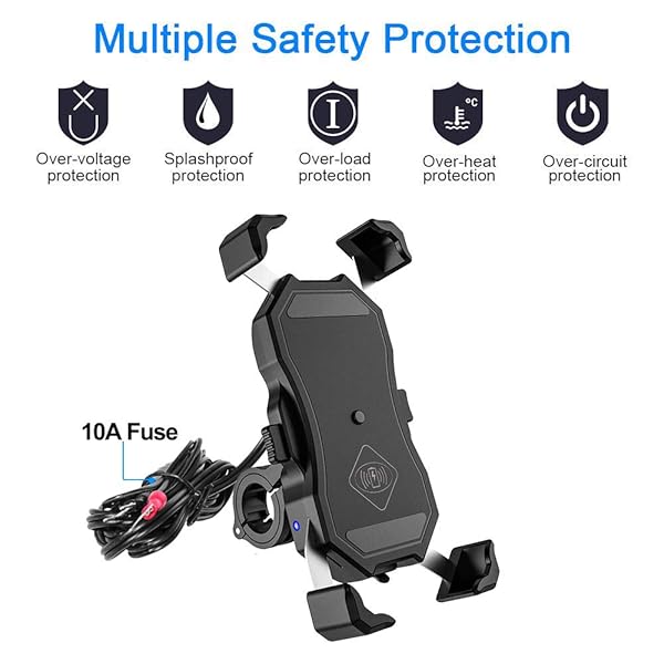 iMESTOU "iMESTOU 15W Wireless Motorcycle Charger & Phone Holder - Fast Charging for 3.5-6.8" Phones on 22-32mm Handlebars" - View 9 of 10