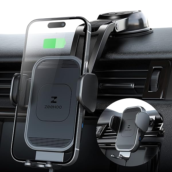 ZEEHOO ZEEHOO Wireless Car Charger 15W Fast Charging Auto Clamping Phone Mount for iPhone 15 14 13 12 11 Pro Max Samsung Galaxy S23 S22 Grey