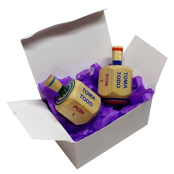 More Fiesta More Fiesta Pack of 2 Pirinola Toma Todo Game Hand Painted Wood Spinning Tops Traditional Mexican Game for Cinco De Mayo Party - View 3 of 4