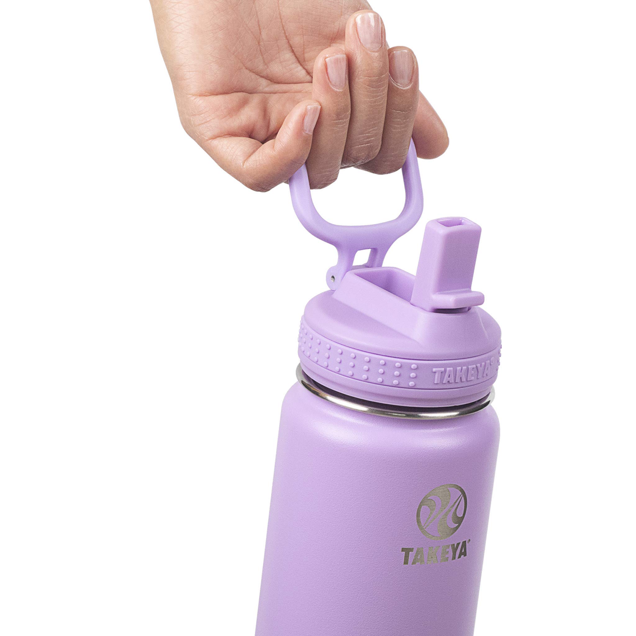 Takeya Takeya Actives 18 oz Water Bottle with Straw Lid Durable Stainless Steel Insulation BPA-Free Lilac Easy-Care Dishwasher-Safe - View 3 of 4
