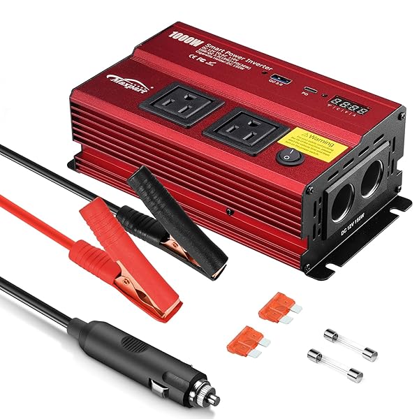 TWING TWING 1000W Car Inverter 12V DC to 110V with Dual AC Outlets and USB Type-C for Vehicles