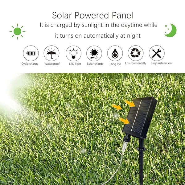 SHUKAN 220 LED Solar Firefly Bunch Lights with 8 Flashing Modes Waterproof Fairy String Lights for Outdoor Garden Christmas Decor Warm White - View 7 of 10