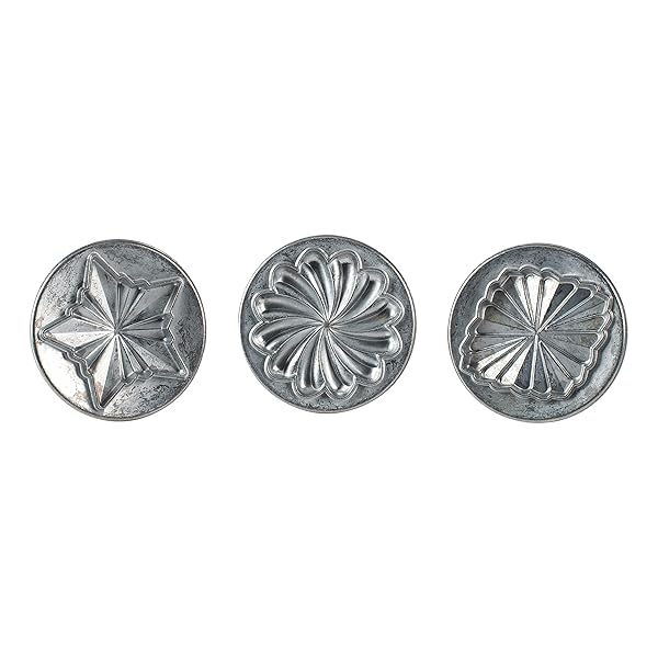 Nordic Ware Nordic Ware Pretty Pleated Cookie Stamps - 3-Piece Silver Cast Aluminum Set with Wood Handles