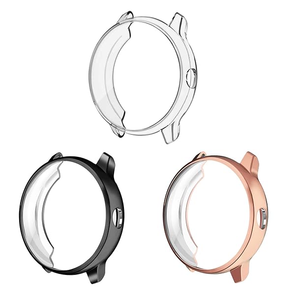 FINTIE FINTIE Garmin Vivoactive 3 Smartwatch Case Premium Soft TPU Slim Protective Cover Pack of 3 Black Clear Rose Gold