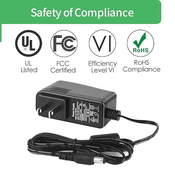 Security-01 Security-01 2-Pack 12V Power Supply Adapter for CCTV, Speakers, Routers & More - UL Listed, 100-240V to DC 0.5A - View 3 of 10