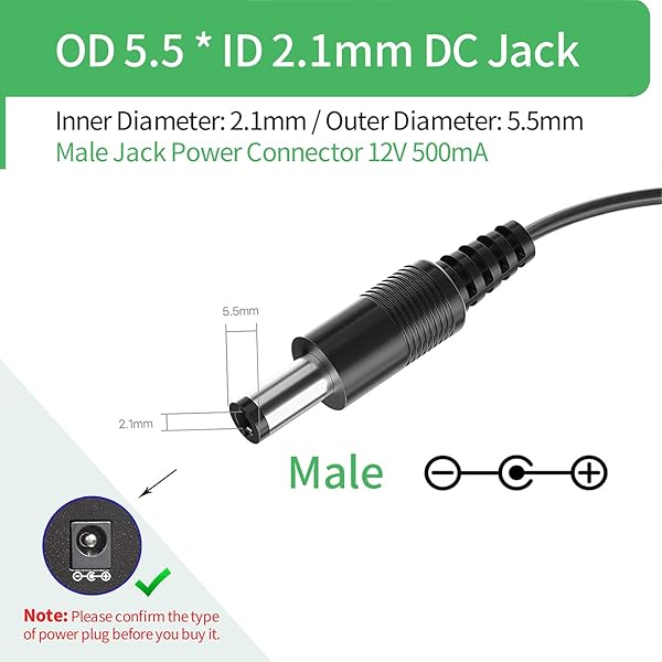 Security-01 Security-01 2-Pack 12V Power Supply Adapter for CCTV, Speakers, Routers & More - UL Listed, 100-240V to DC 0.5A - View 4 of 10