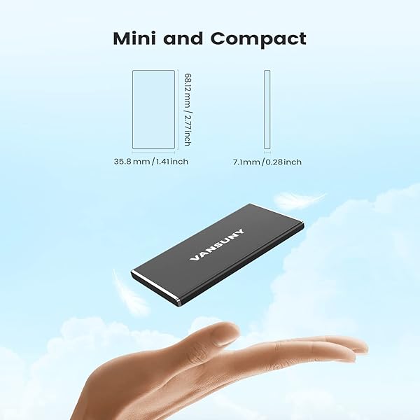 Vansuny Vansuny 500GB Portable External SSD High-Speed USB 3.1 Gen2 Metal Mini Drive for PC Laptop Phones and More - View 5 of 9