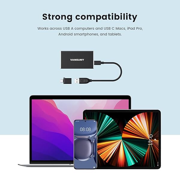 Vansuny Vansuny 500GB Portable External SSD High-Speed USB 3.1 Gen2 Metal Mini Drive for PC Laptop Phones and More - View 8 of 9