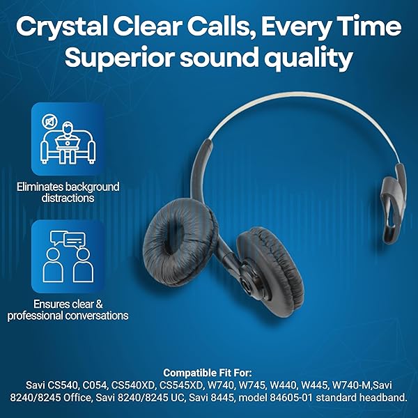 WirelessFinest Plantronics Standard Headband 84605 with Extra Cushion Replacement for Savi CS540 W740 W745 W440 W740-M C054 CS540XD 8240 8245 W445 - View 6 of 6