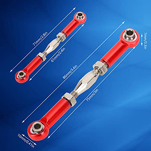 Tbest 6Pcs Adjustable RC Pull Rods - Aluminum Turnbuckle Links for Hobby Cars (Red) | Front/Rear Upper Link Set - View 7 of 11