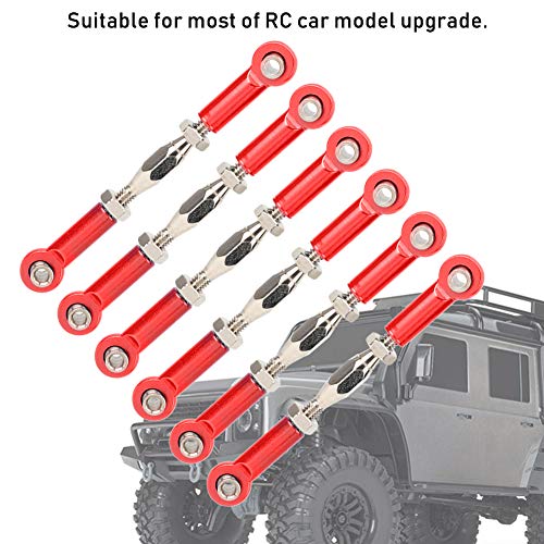 Tbest 6Pcs Adjustable RC Pull Rods - Aluminum Turnbuckle Links for Hobby Cars (Red) | Front/Rear Upper Link Set - View 8 of 11
