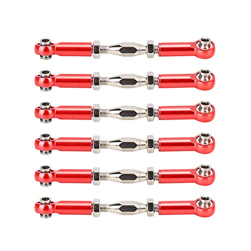 Tbest 6Pcs Adjustable RC Pull Rods - Aluminum Turnbuckle Links for Hobby Cars (Red) | Front/Rear Upper Link Set - View 3 of 11
