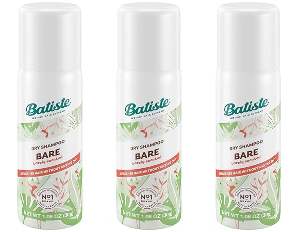 Batiste Batiste Dry Shampoo Bare Mini 1.6 oz - Pack of 3 | Travel Size Hair Refreshing Solution