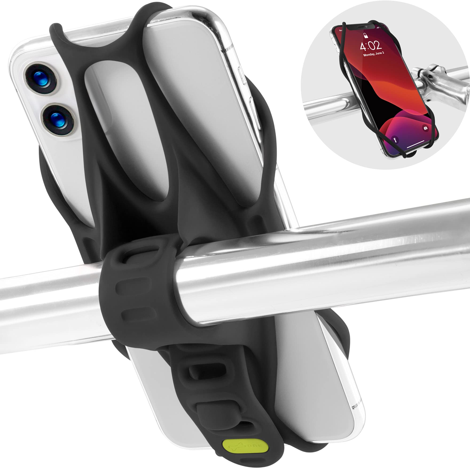 Bone Bike Tie 3: Universal Scratch-Free Silicone Phone Mount for Handlebar - Anti-Slip Design for Most Smartphones