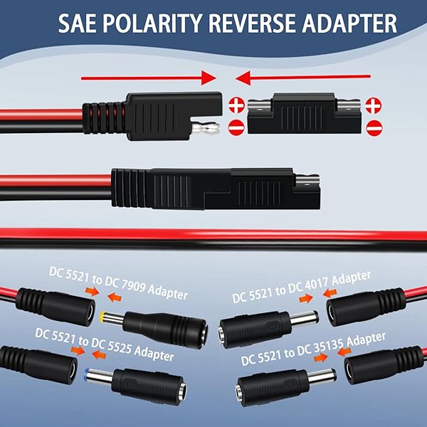 COMeap COMeap 2 Pack SAE to DC Adapter for Jackery Solar Panel - DC5521 Connector with Polarity Adapter for Explorer Series - View 5 of 8