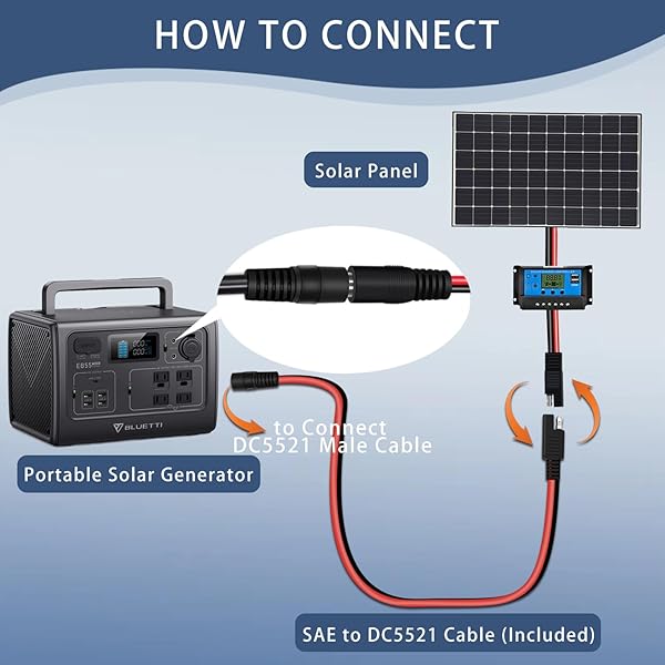 COMeap COMeap 2 Pack SAE to DC Adapter for Jackery Solar Panel - DC5521 Connector with Polarity Adapter for Explorer Series - View 7 of 8