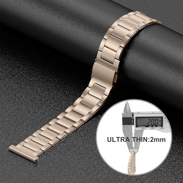 Wearlizer Wearlizer Ultra-Thin Stainless Steel Bands for Fitbit Versa Versa 2 Versa Lite Versa SE for Men and Women in Scrub Gold - View 4 of 6