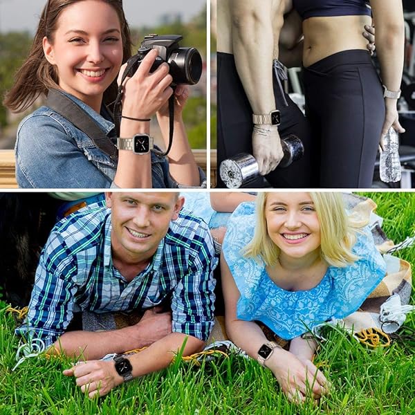 Wearlizer Wearlizer Ultra-Thin Stainless Steel Bands for Fitbit Versa Versa 2 Versa Lite Versa SE for Men and Women in Scrub Gold - View 6 of 6