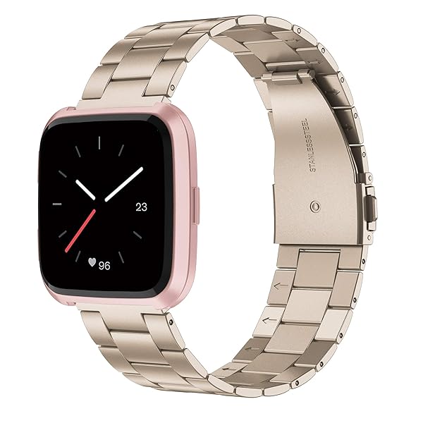 Wearlizer Wearlizer Ultra-Thin Stainless Steel Bands for Fitbit Versa Versa 2 Versa Lite Versa SE for Men and Women in Scrub Gold