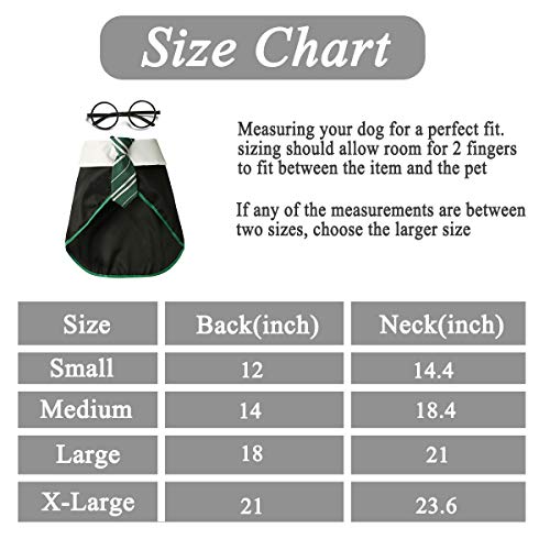 Coomour Coomour Dog Halloween Costume Wizard Shirt for Pets Funny Cat Clothes with Glasses Large Green - View 2 of 3