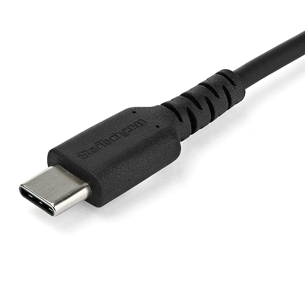 StarTech.com StarTech 2m USB C Cable Durable USB 2.0 Type C Cord for Data and Charging Male to Male Black RUSB2CC2MB - View 3 of 6