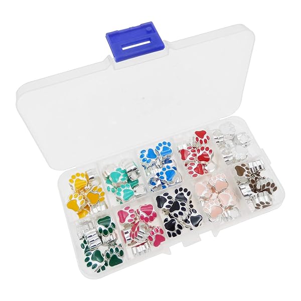 JJG JJGQAZ 100pcs Mixed Colors Enamel Dog Paw Charms Beads for DIY European Bracelet Jewelry Making 11x11mm - View 3 of 5