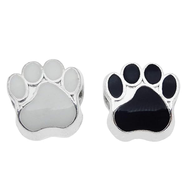 JJG JJGQAZ 100pcs Mixed Colors Enamel Dog Paw Charms Beads for DIY European Bracelet Jewelry Making 11x11mm - View 4 of 5