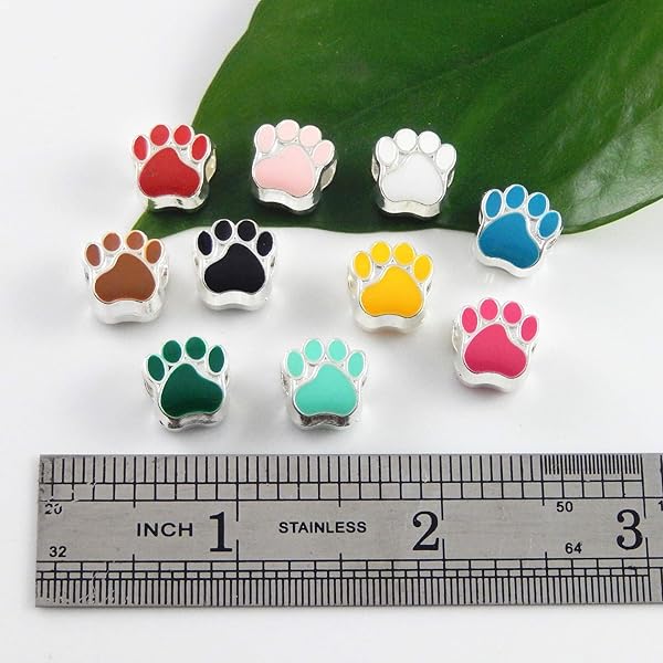 JJG JJGQAZ 100pcs Mixed Colors Enamel Dog Paw Charms Beads for DIY European Bracelet Jewelry Making 11x11mm - View 5 of 5
