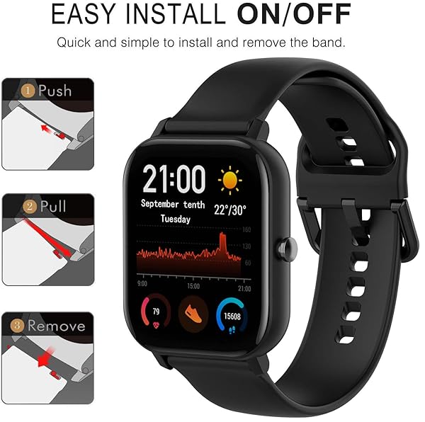 QGHXO QGHXO Soft Silicone Band for Amazfit GTS GTR 42mm Bip Bip Lite Comfortable Watch Strap - View 6 of 8