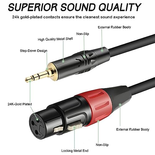 JOMLEY JOMLEY Dual XLR Female to 3.5mm Y-Splitter Cable 2 Meter Unbalanced Audio Mic Breakout Patch Cord for Stereo Aux Interconnect - View 3 of 7