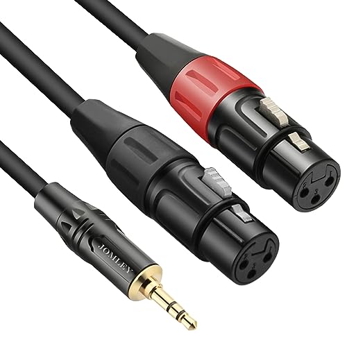 JOMLEY JOMLEY Dual XLR Female to 3.5mm Y-Splitter Cable 2 Meter Unbalanced Audio Mic Breakout Patch Cord for Stereo Aux Interconnect
