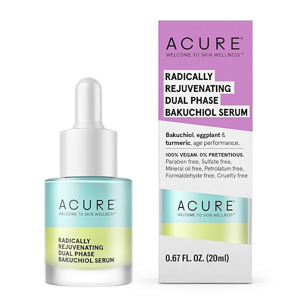 Acure Acure Radically Rejuvenating Bakuchiol Serum: Vegan Anti-Aging & Soothing Skin Care with Eggplant & Turmeric - 0.67 oz