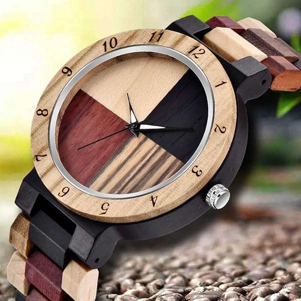 Dentily Stylish Inverted Geometric Wood Watch for Men | Hand-Made Quartz Timepiece - View 3 of 9