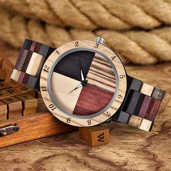 Dentily Stylish Inverted Geometric Wood Watch for Men | Hand-Made Quartz Timepiece - View 4 of 9