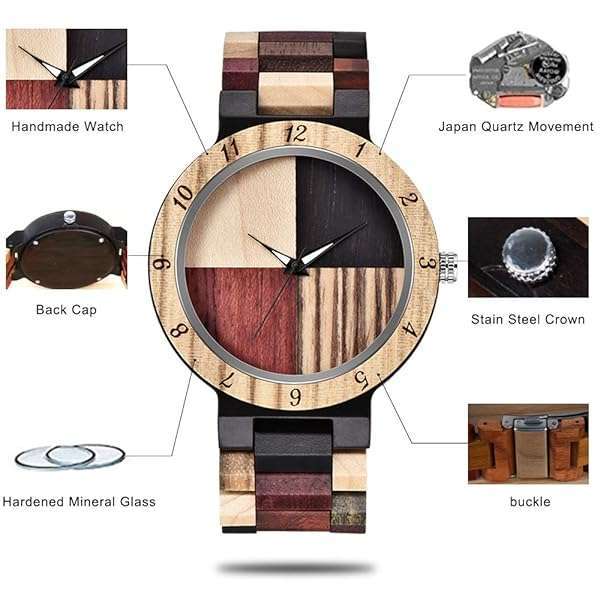 Dentily Stylish Inverted Geometric Wood Watch for Men | Hand-Made Quartz Timepiece - View 5 of 9