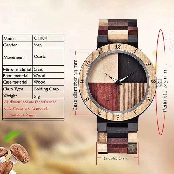 Dentily Stylish Inverted Geometric Wood Watch for Men | Hand-Made Quartz Timepiece - View 6 of 9