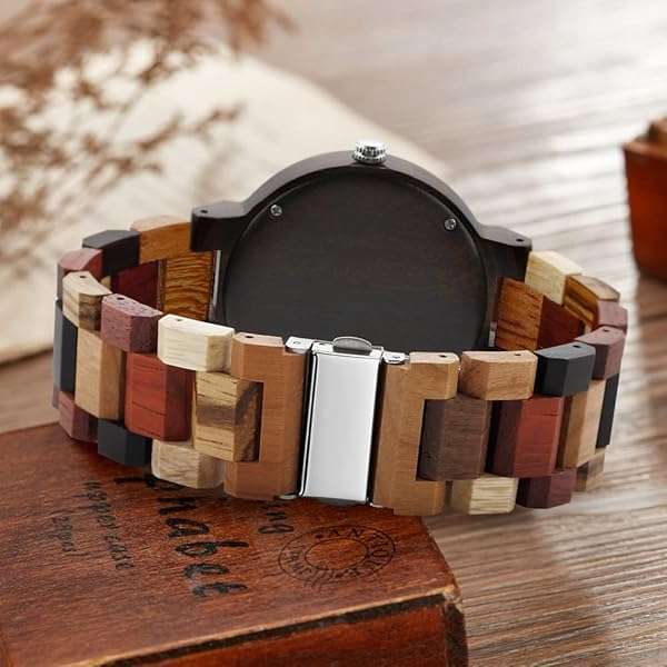 Dentily Stylish Inverted Geometric Wood Watch for Men | Hand-Made Quartz Timepiece - View 8 of 9