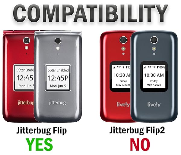 Nakedcellphone Jitterbug Flip Phone Case Black Vegan Leather Form-Fit Cover with Built-in Screen Protection and Metal Belt Clip for Seniors - View 8 of 10