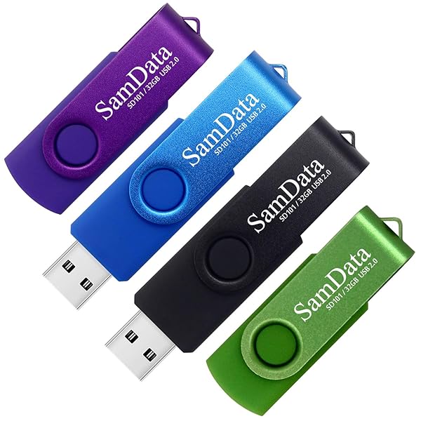 SamData SamData 32GB USB Flash Drives 4-Pack with LED Light - Colorful Thumb Drives for Storage & Backup