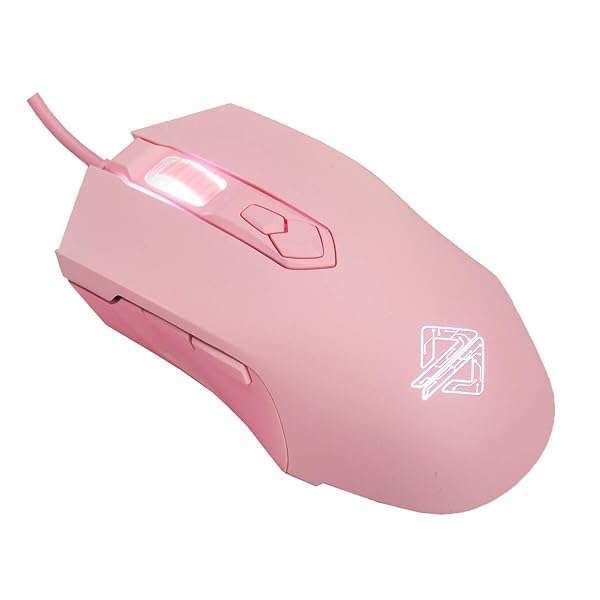 Lomiluskr Lomiluskr AJ52 RGB Wired Gaming Mouse - 7 Programmable Buttons, 200-4800 DPI, Pink for PC/Laptop